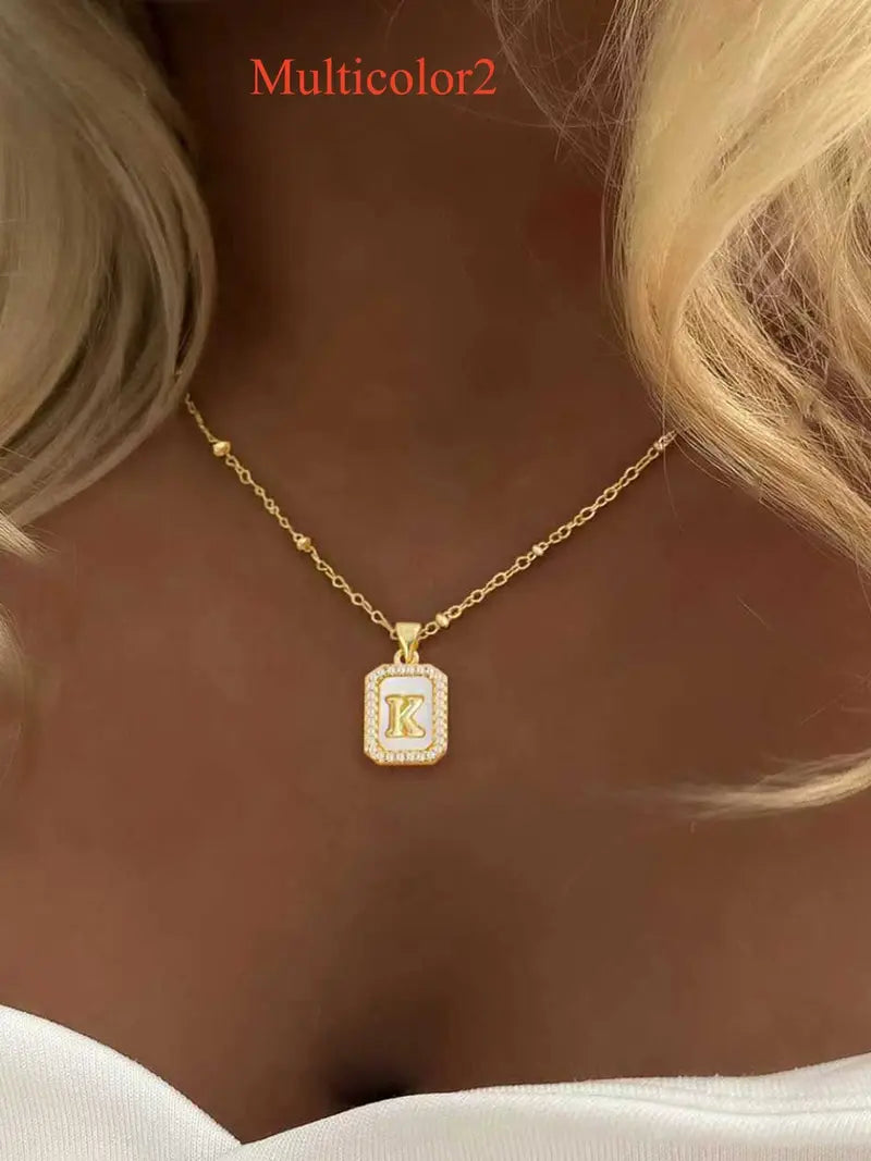 Women's Zirconia Block Letter Pendant Necklace