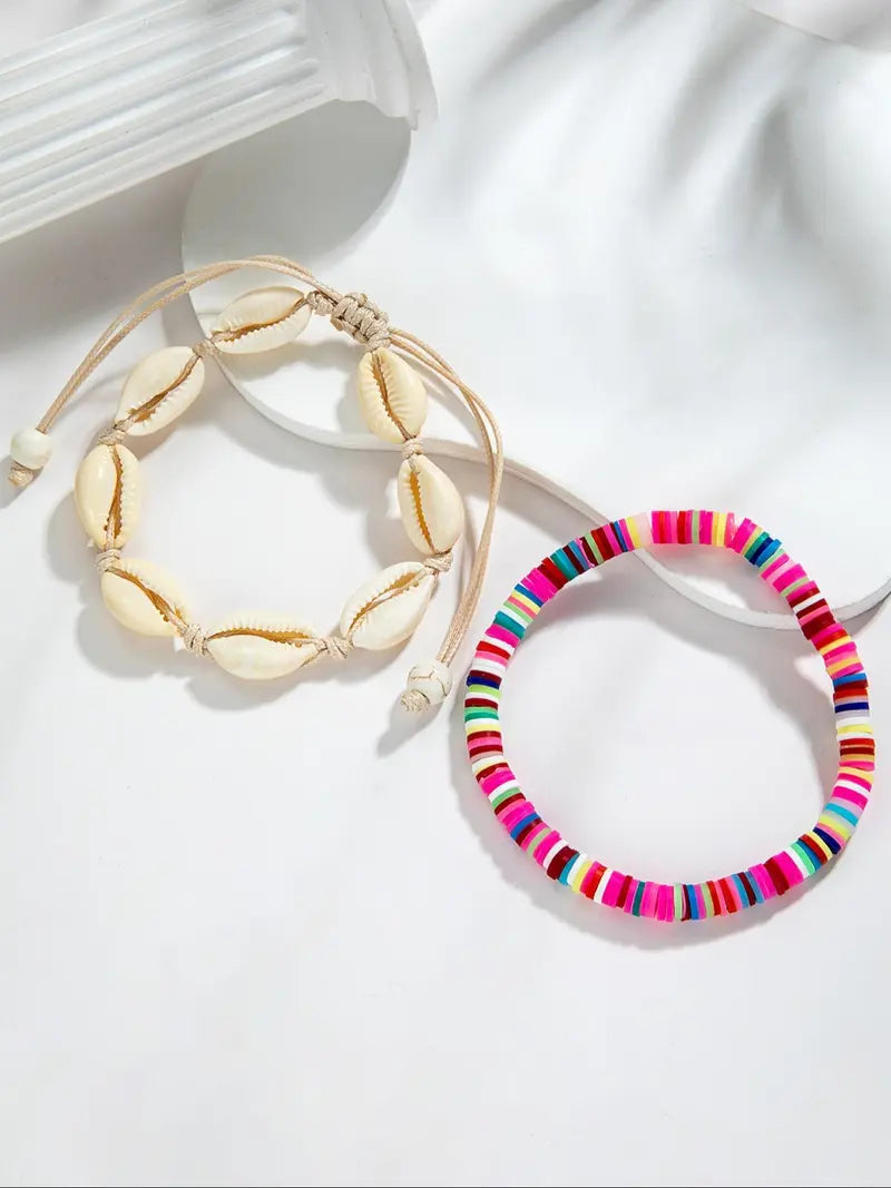 Boho Style Shell Decor Beaded Anklet