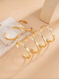 Boho Style Geometric Pattern Metal Bangle Bracelets Set