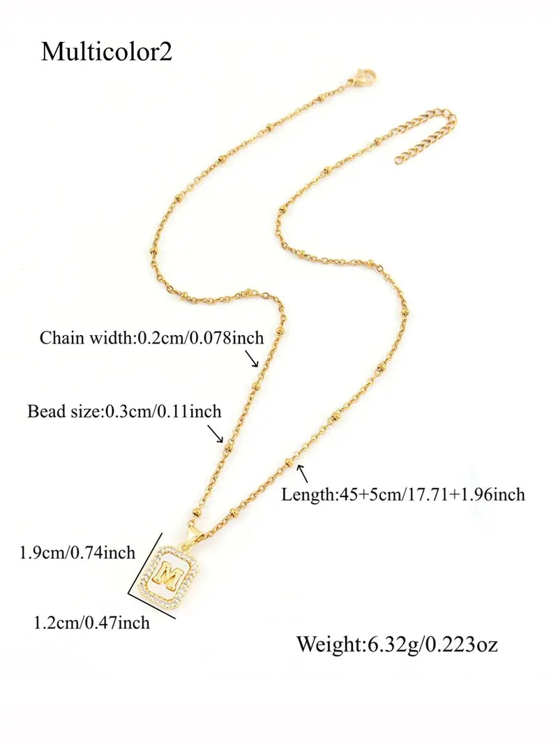 Women's Zirconia Block Letter Pendant Necklace