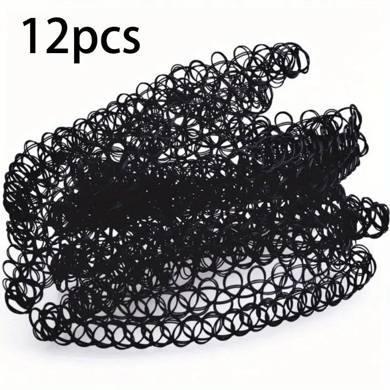 12pcs/1set Halloween Punk Gothic Lace Choker Necklace Set