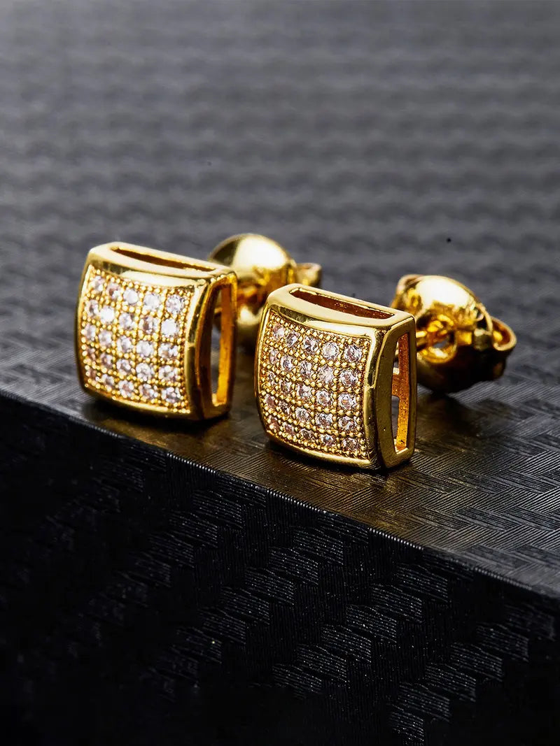 Iced Chics Curved Arc Hip-hop Zircon Stud Earrings Are Suitable for Both Men and Women