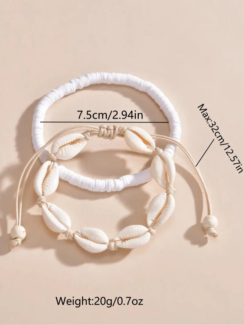 Boho Style Shell Decor Beaded Anklet