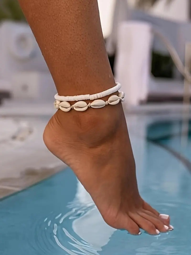 Boho Style Shell Decor Beaded Anklet
