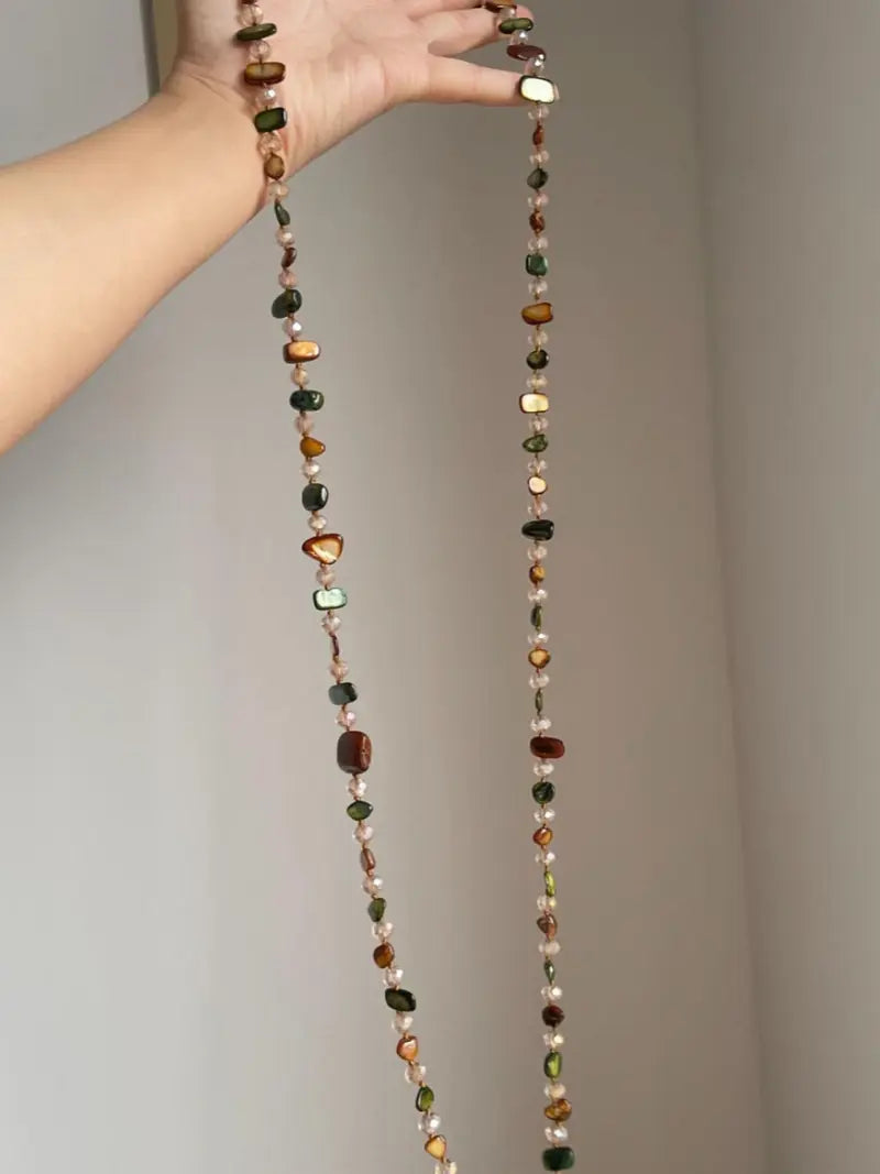 Vintage Bohemian Colorful Shell Beaded Long Necklace