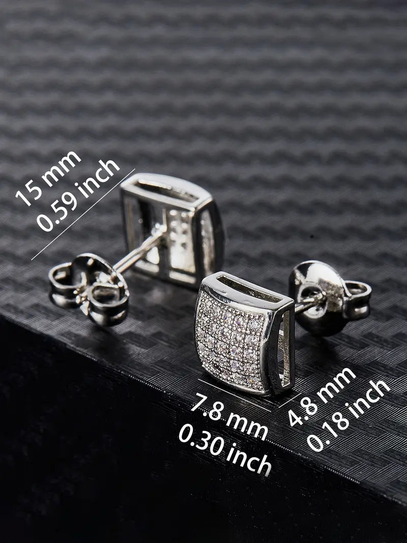 Iced Chics Curved Arc Hip-hop Zircon Stud Earrings Are Suitable for Both Men and Women