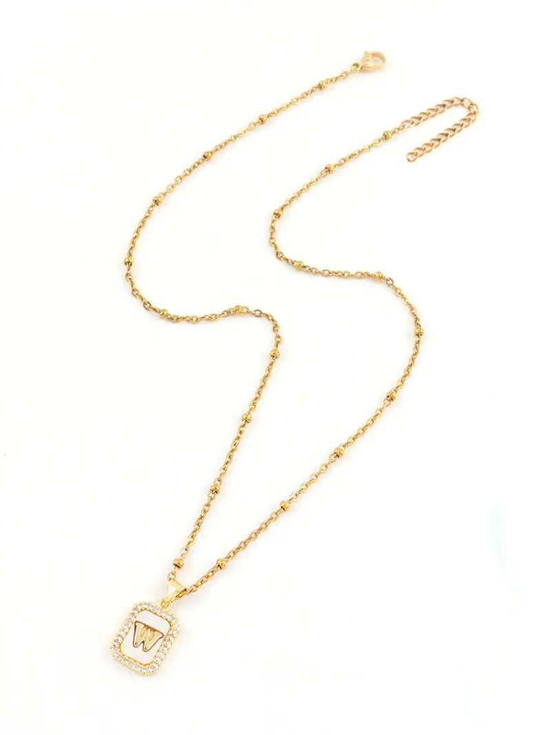 Women's Zirconia Block Letter Pendant Necklace
