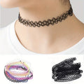 12pcs/1set Halloween Punk Gothic Lace Choker Necklace Set