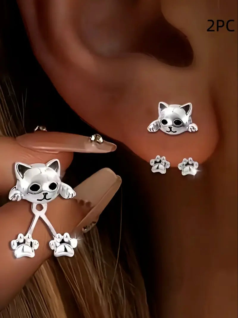 Cute Cat Claw Stud Earrings for Women