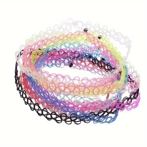 12pcs/1set Halloween Punk Gothic Lace Choker Necklace Set