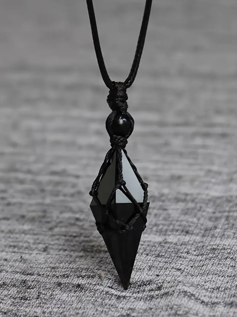 Natural Obsidian Pendant Necklace