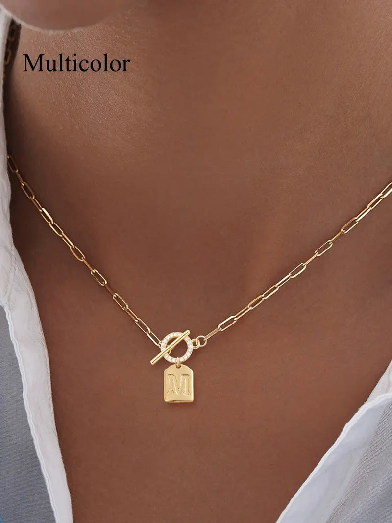 Women's Zirconia Block Letter Pendant Necklace