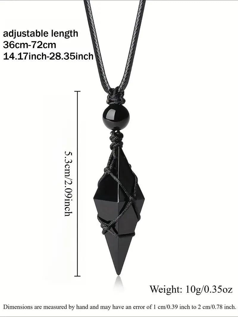 Natural Obsidian Pendant Necklace