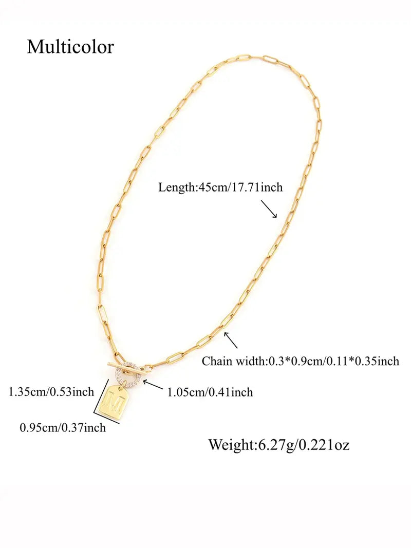 Women's Zirconia Block Letter Pendant Necklace