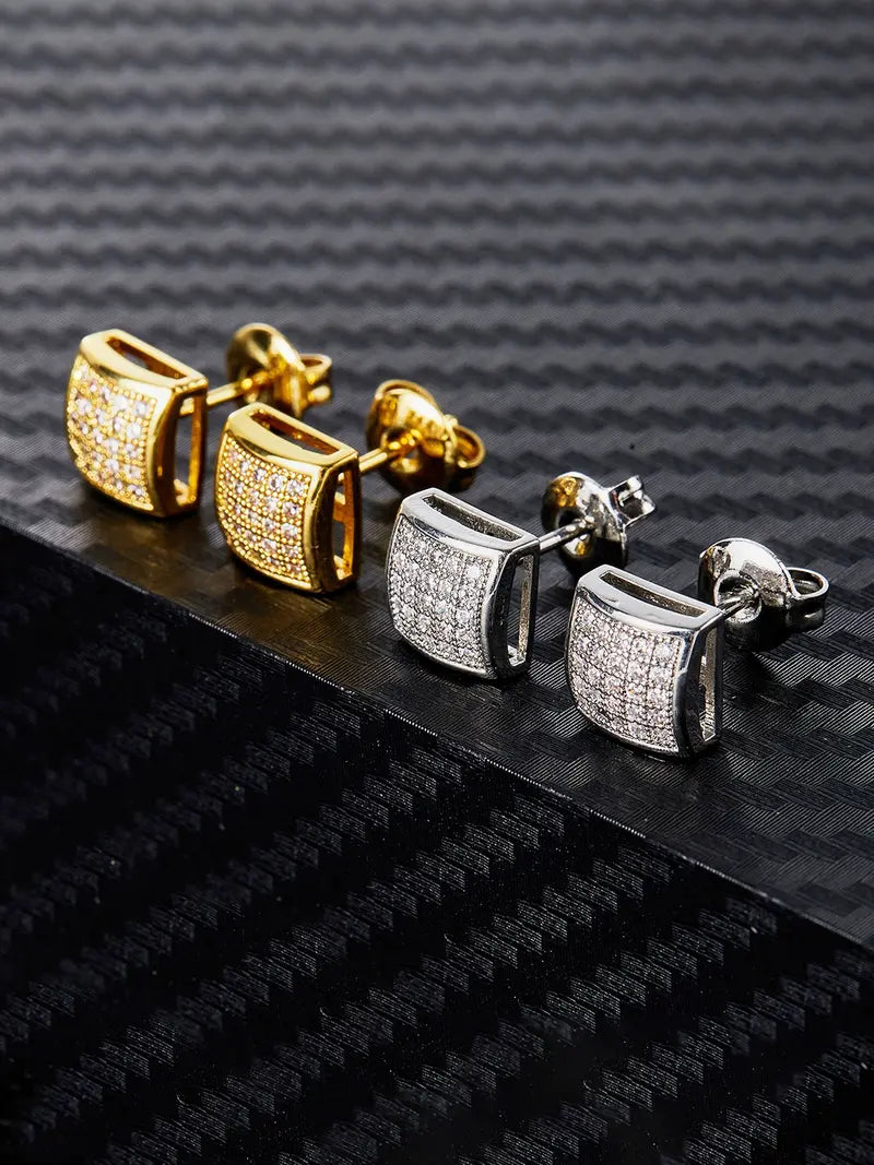 Iced Chics Curved Arc Hip-hop Zircon Stud Earrings Are Suitable for Both Men and Women