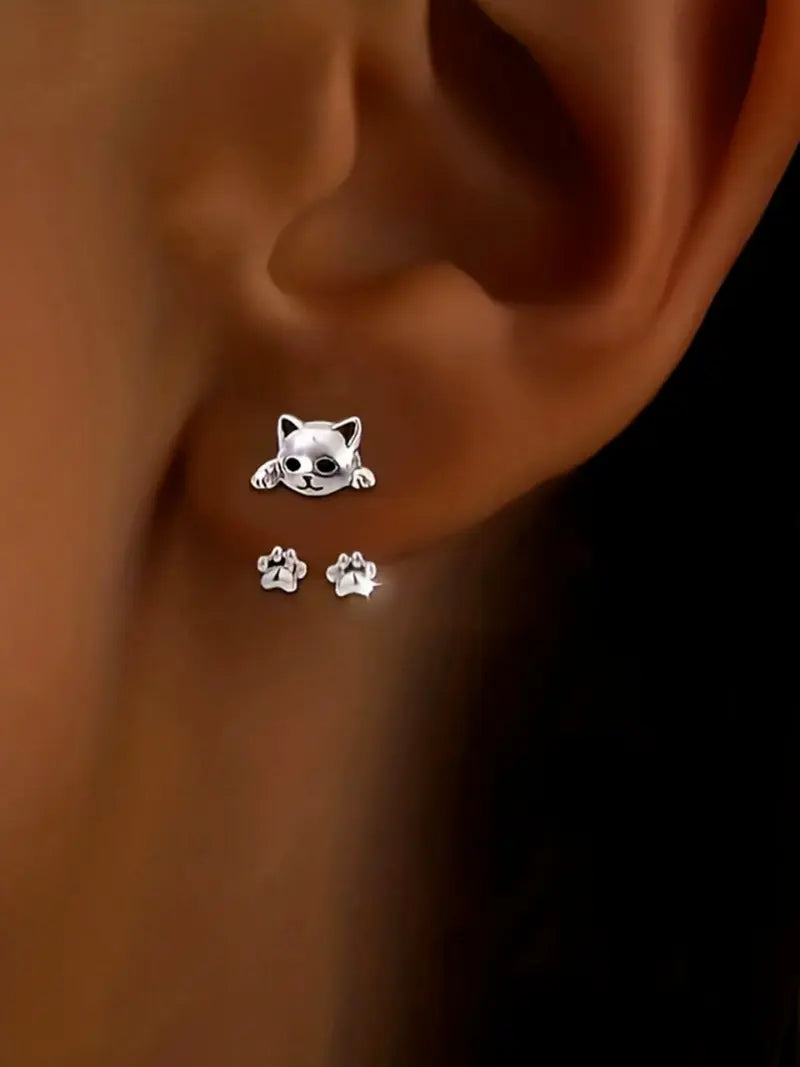 Cute Cat Claw Stud Earrings for Women