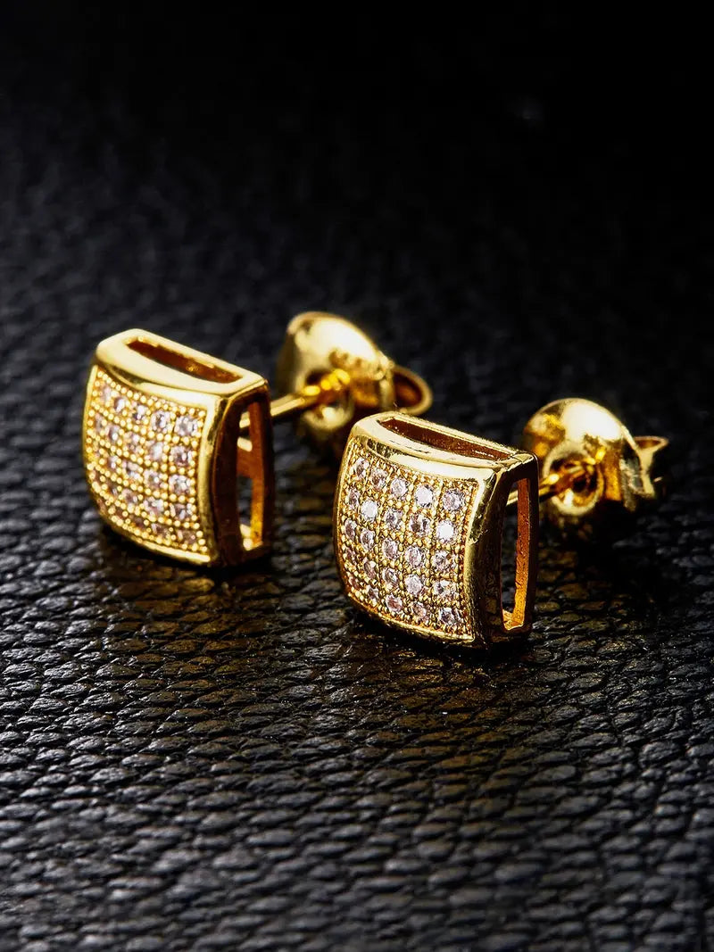 Iced Chics Curved Arc Hip-hop Zircon Stud Earrings Are Suitable for Both Men and Women