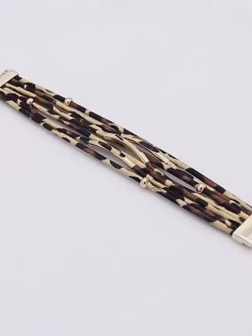 Leopard Pattern Hollow Out Design Multi-strand Bracelet